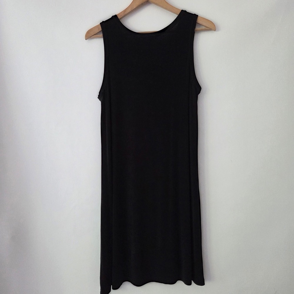 Private Edition Chico's Shift Dress Black Sleeveless Ribbed Knit Womens Size 2 L